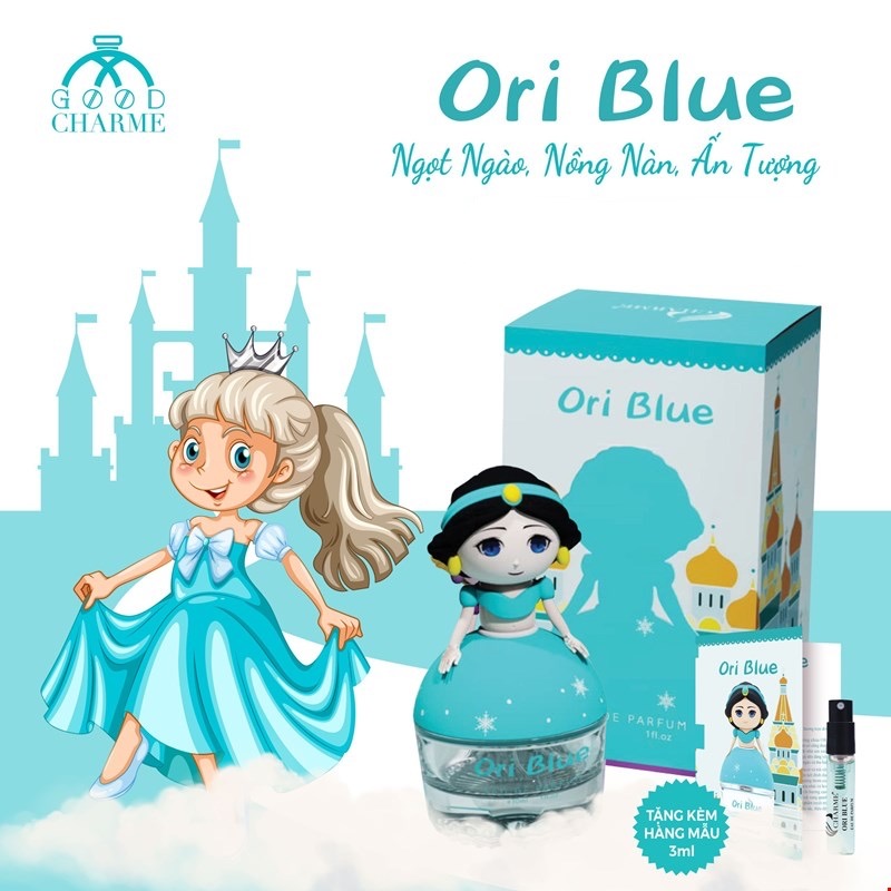 Nước hoa trẻ em, Charme Ori Blue, cho bé gái, nhóm hương hoa cỏ và trái cây, nhẹ nhàng, năng động, 30ml