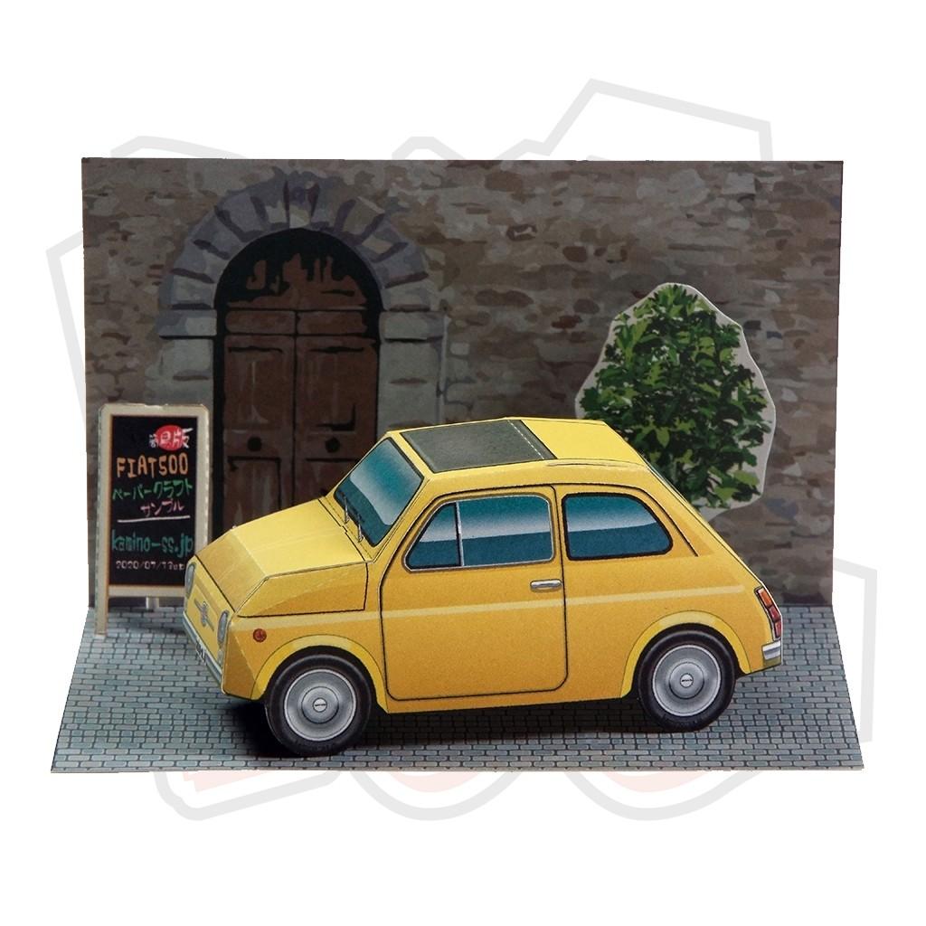 Mô hình giấy xe ô tô Fiat 500 - In mực thường - Giấy ảnh A4 160gsm