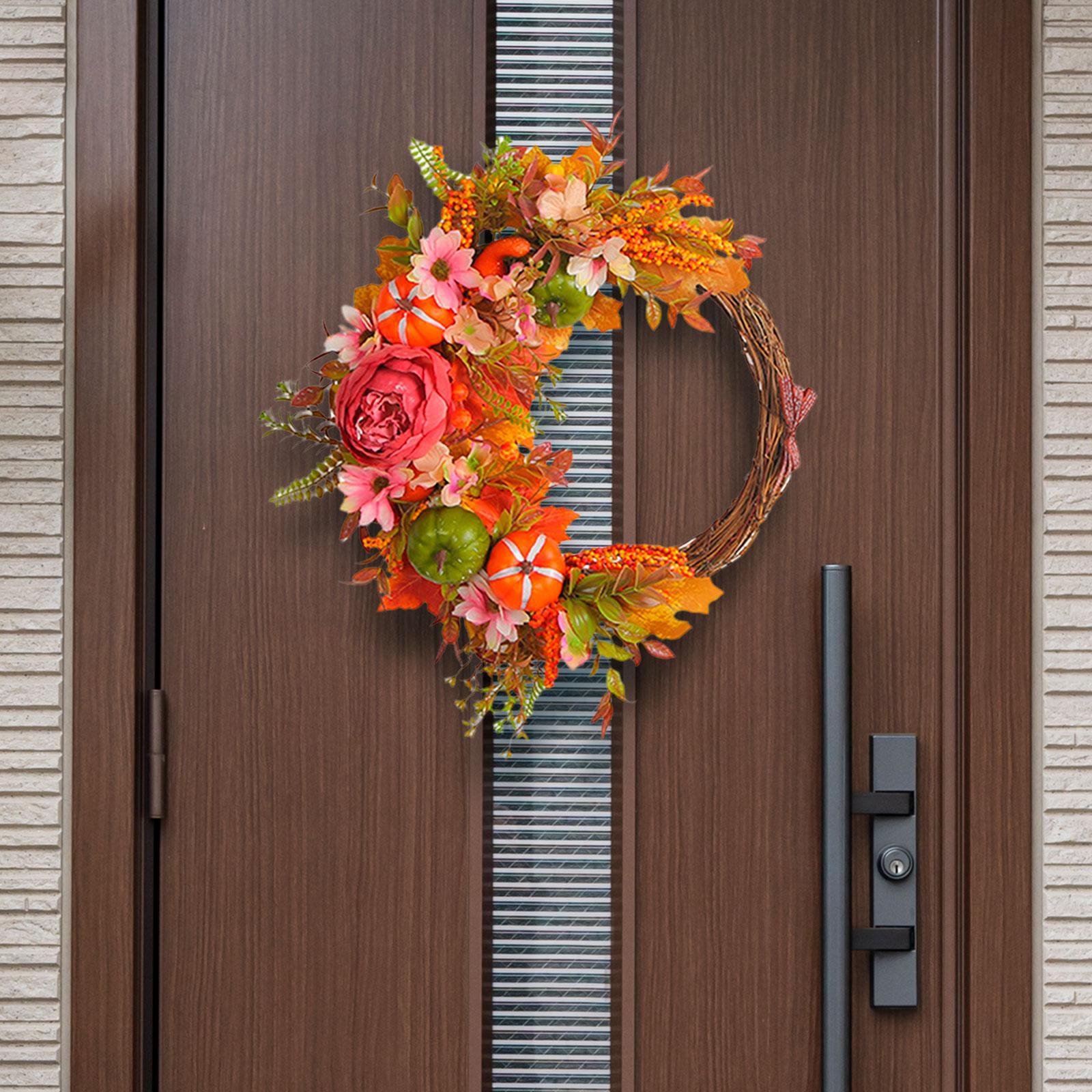 Front Door Fall Wreath Artificial Garland Flower Party Autumn Harvest Wreath