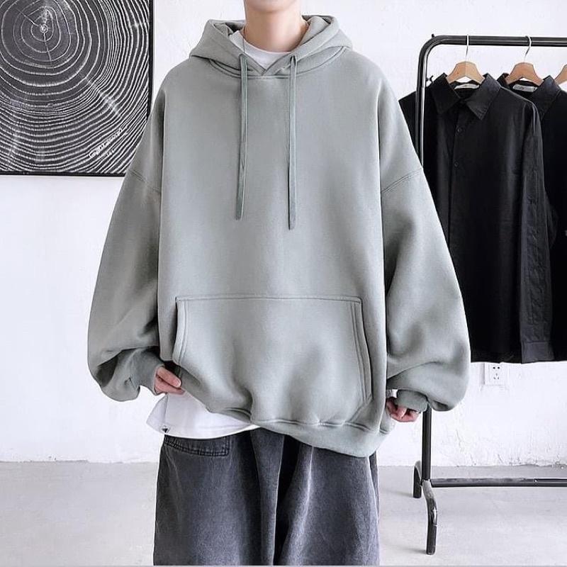 Áo hoodie trơn - chất nỉ cotton lót bông,form mũ to (có video cận chất