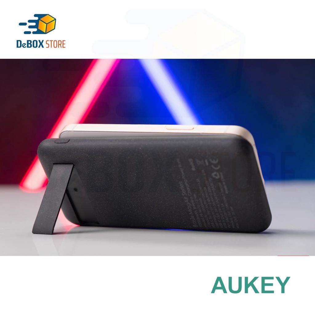 Pin dự phòng AUKEY Basix MagAir PB-WL02i 10000mAh, đế sạc không dây nam châm, tích hợp cổng sạc IP - Hàng Chính Hãng