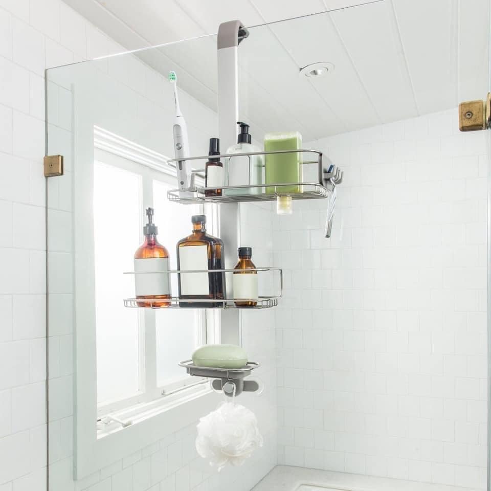 GIÁ ĐỂ ĐỒ NHÀ TẮM SIMPLEHUMAN CADDY loại treo vách kính, không cần khoan đục, Hàng chính hãng