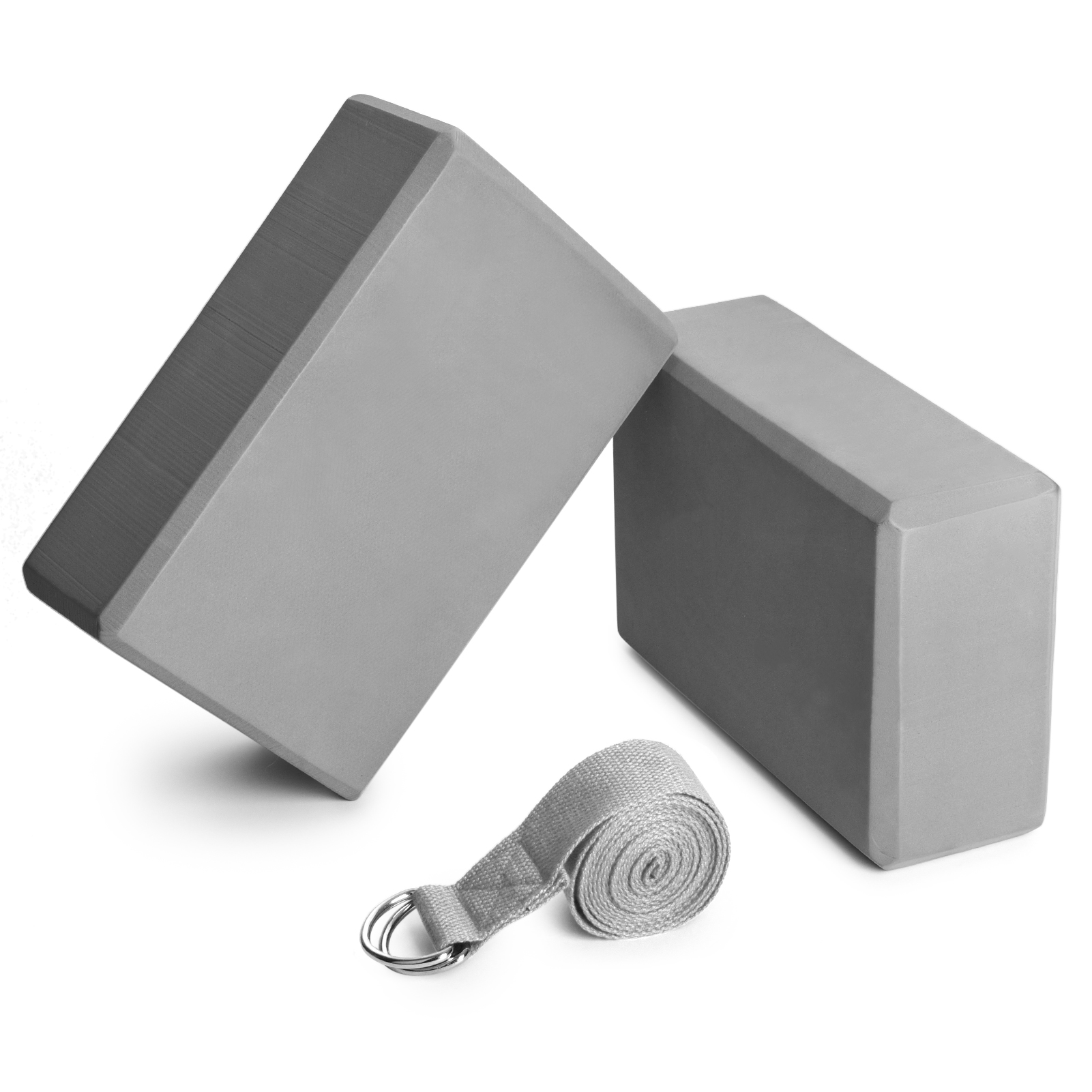 2 khối mút tập yoga và 1 dây đeo bằng vải cotton