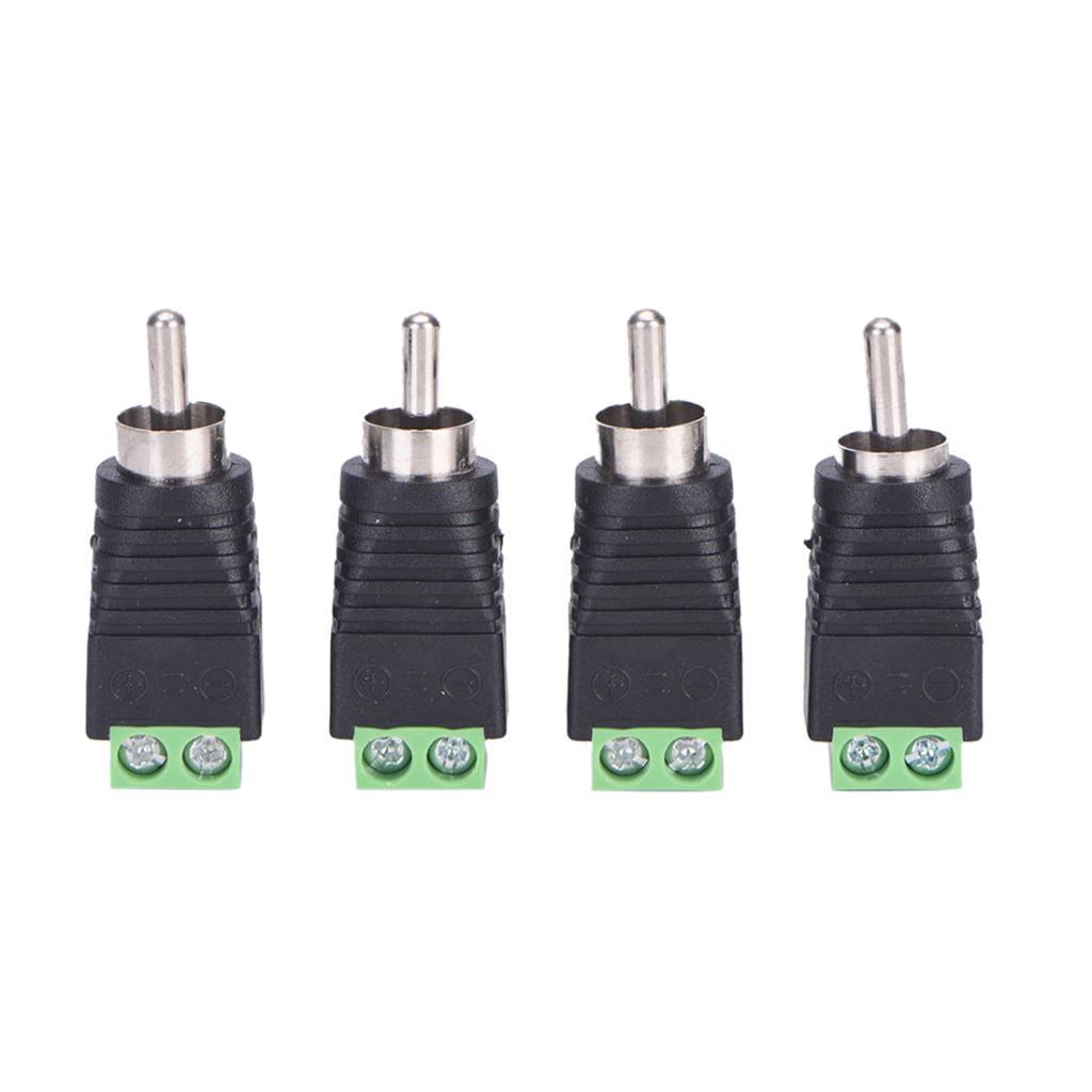 4x Speaker RCA Wire to AV Phono Male RCA Connector Terminal Adapter