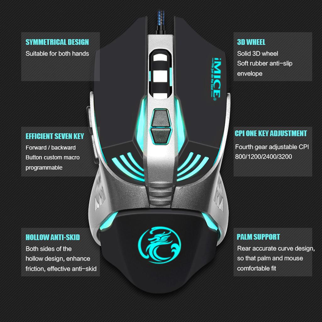 USB Wired Professional Gaming Mouse Mechanical Programming Game Mice Black