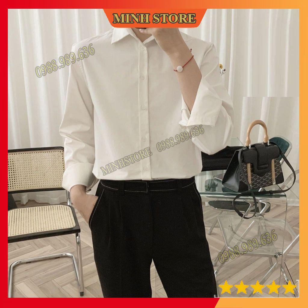 Áo sơ mi nam trơn dài tay, gấp hộp áo sơ mi công sở chất liệu lụa mịn cao cấp Minhstore66