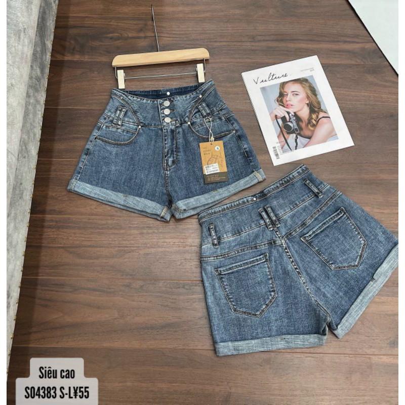 Quần short jeans nữ lưng cao 3 nút mẫu mới - S0438