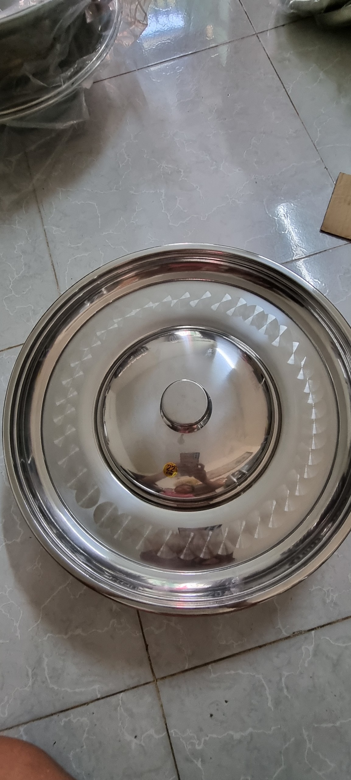 Nồi Lẩu Sống, Nồi Lẩu Mâm - Inox SUS 430 Cao Cấp- Nồi 22 cm - Mâm Vành 44 cm - Dày, bóng ,đẹp