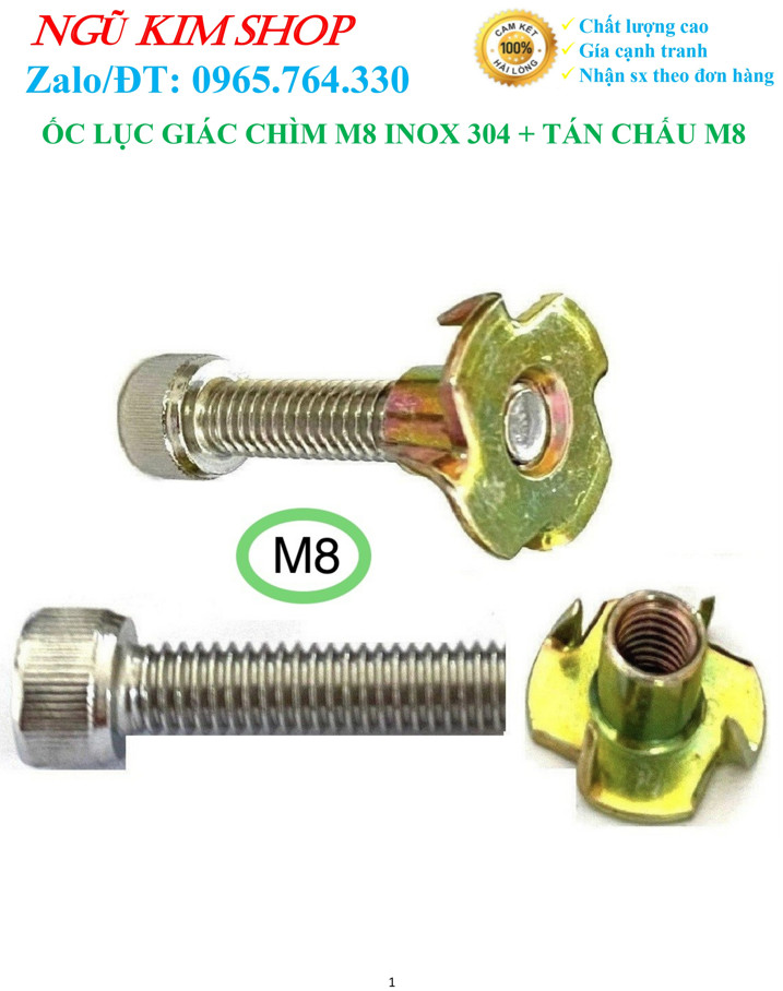 ỐC LỤC GIÁC CHÌM M8 INOX304 + TÁN CHẤU M8 BẮT LOA _ HÀNG XỊN