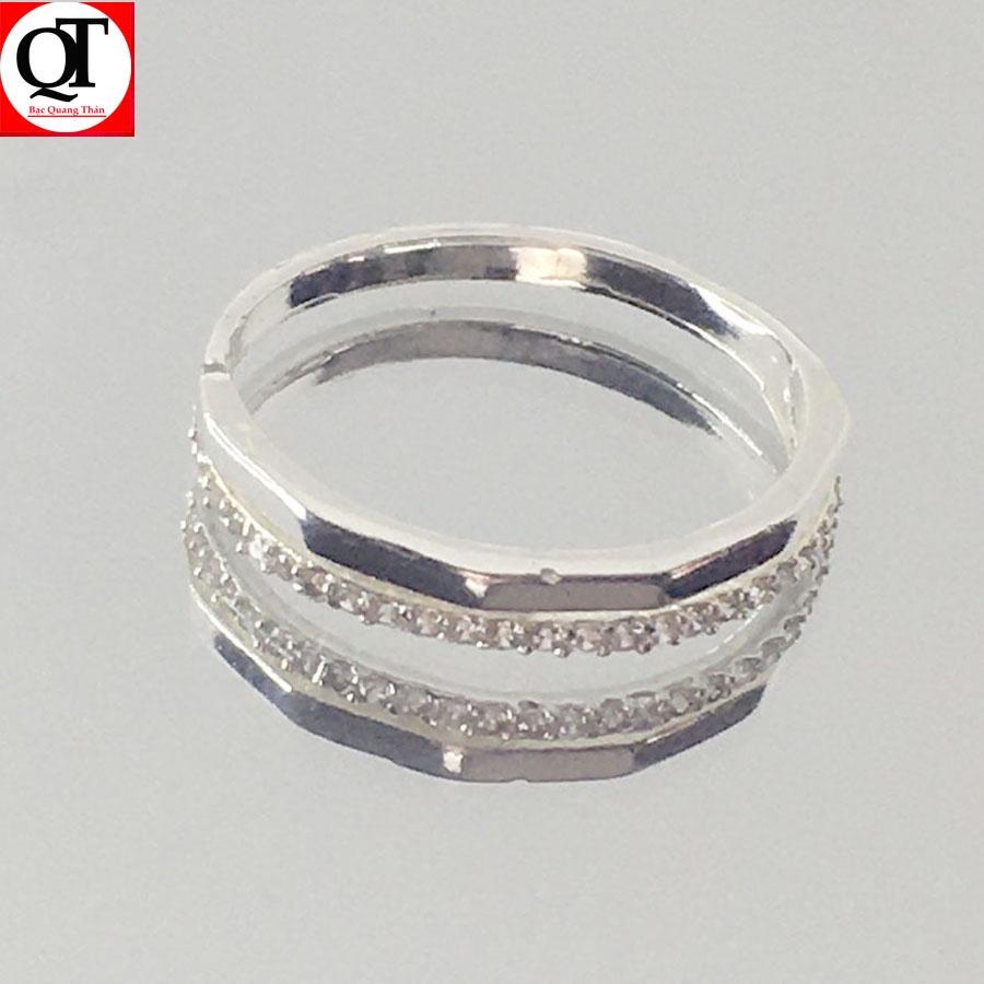 Nhẫn nữ thời trang gắn đá rico cao cấp chất liệu bạc ta trang sức Bạc Quang Thản – QTNU86