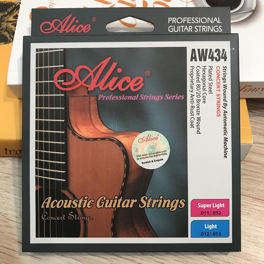Bộ 6 dây guitar Alice AW434, AW434 Acoustic Guitar String Set, Plated Steel Plain String 80/20 Bronze
