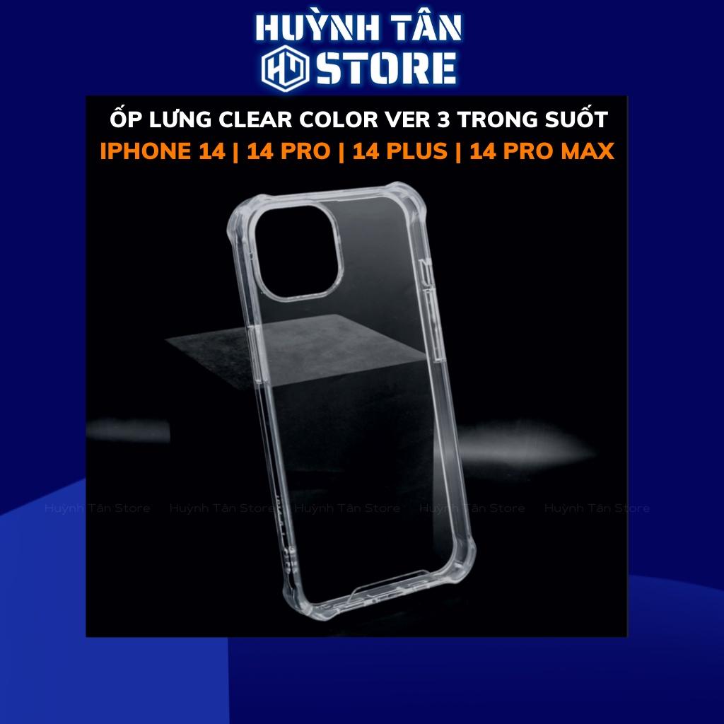 Ốp lưng ip 14 pro max ip 14 pro 14 plus trong suốt chống sốc không ố vàng CLEAR COLOR VER 3 huỳnh tân store.