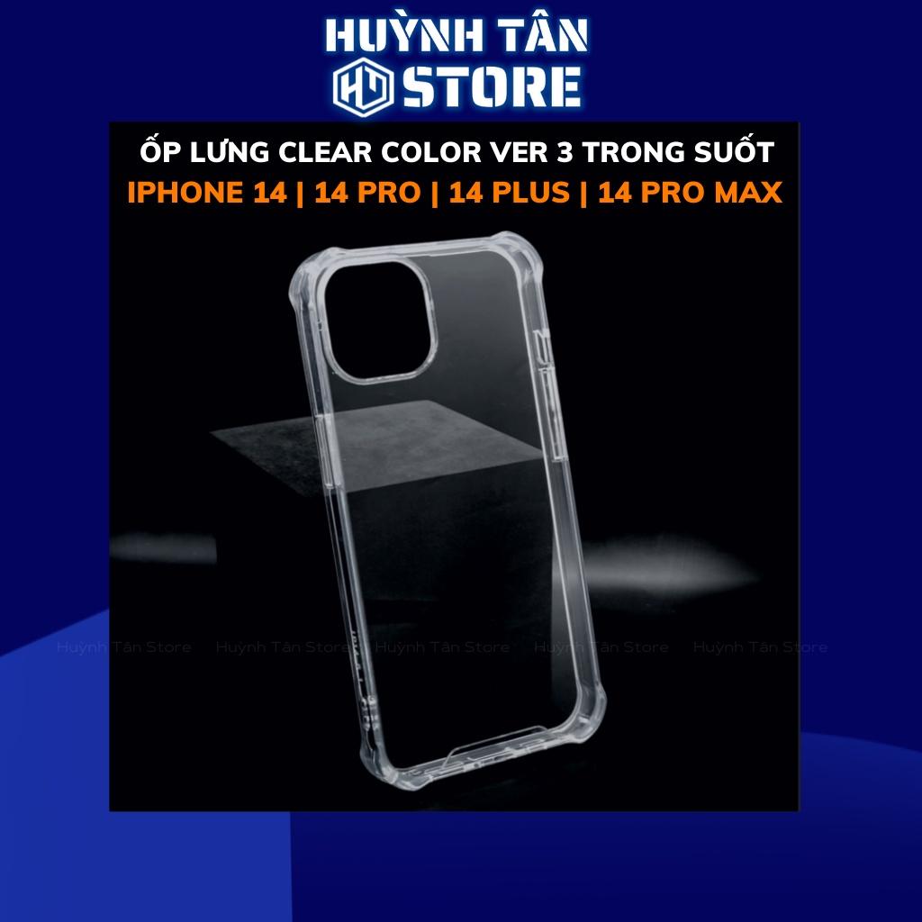 Ốp lưng ip 14 pro max ip 14 plus clear color ver 3 trong suốt không ố vàng bảo vệ camera phụ kiện huỳnh tân store