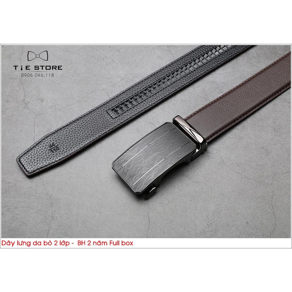 NHIỀU MẪU - Thắt Lưng Nam Da bò 2 lớp, dây lưng công sở cao cấp BH 2 năm Full box - Mặt liền khóa tự động trơn