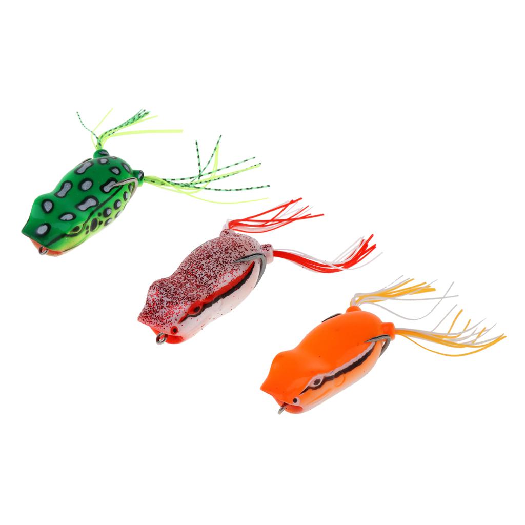 Lifelike Topwater Frog Fishing Lure Soft Crankbaits Hook Baits for Bass Pike