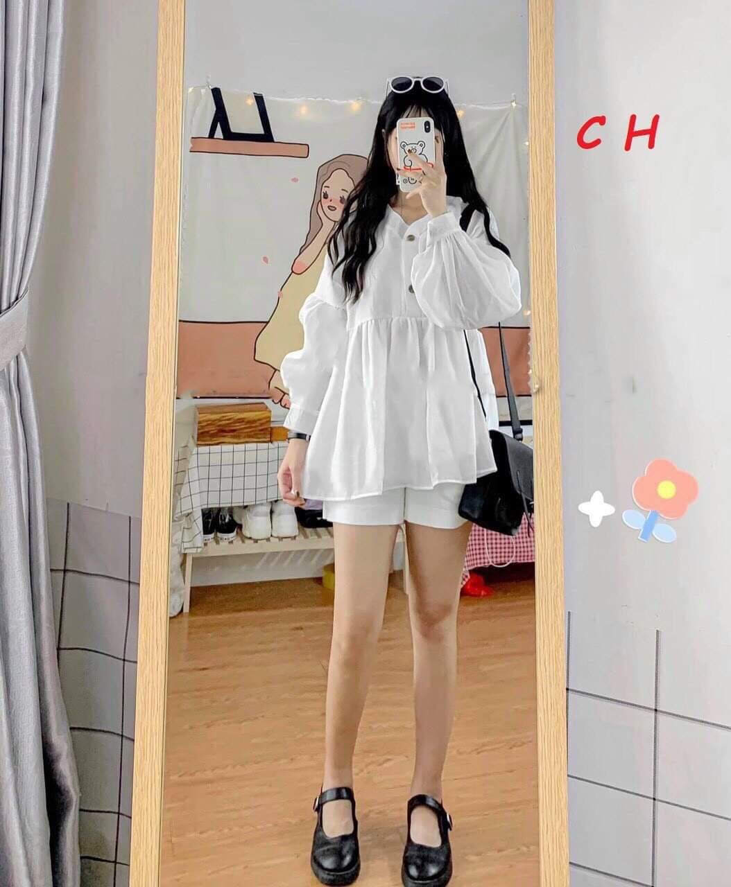 Áo Babydoll Dáng Thụng Siêu Đẹp Cúc Ngực