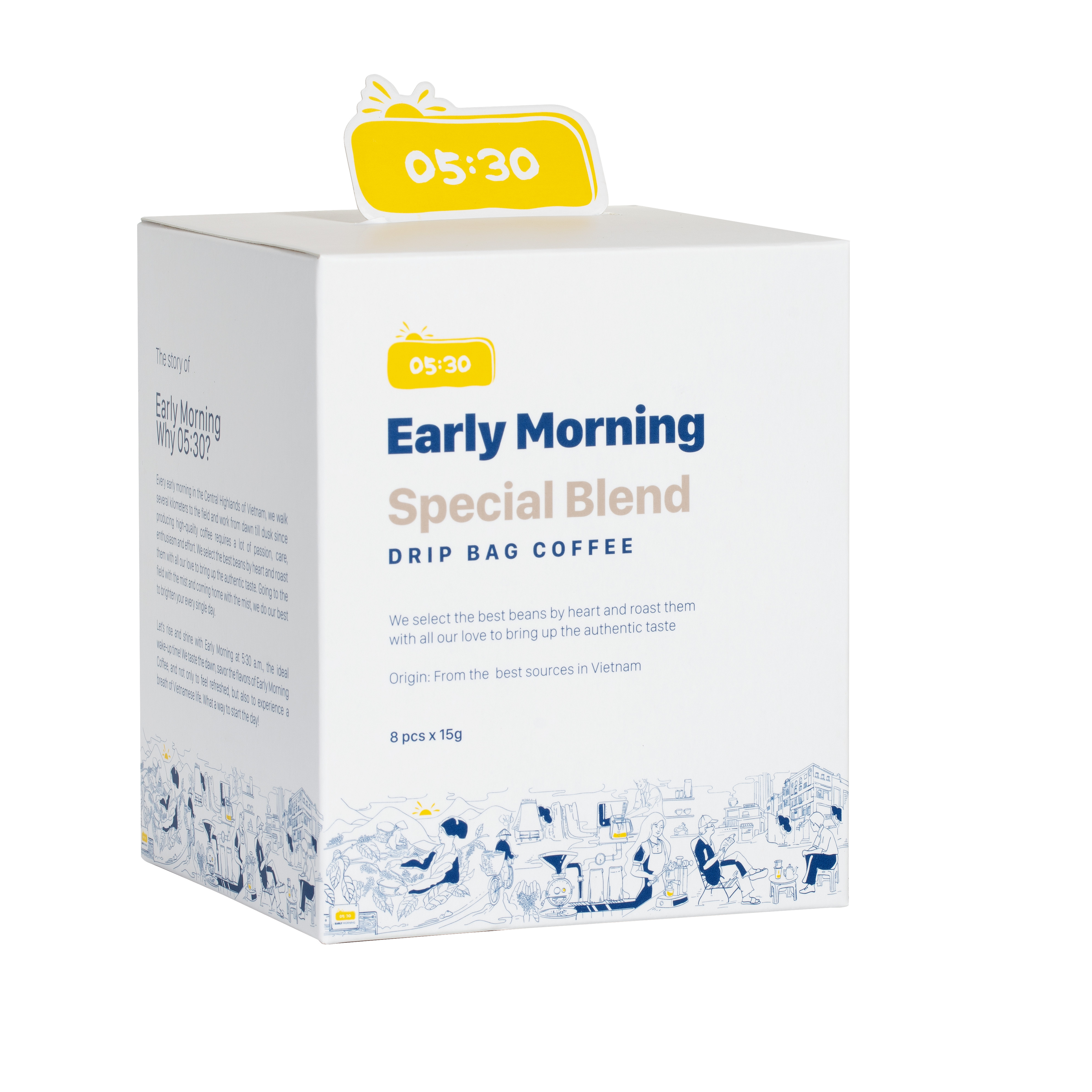 Cà Phê Phin Giấy Túi Lọc Cao Cấp Early Morning - Special Blend Dripbag (Hộp 8 Gói x 15G)