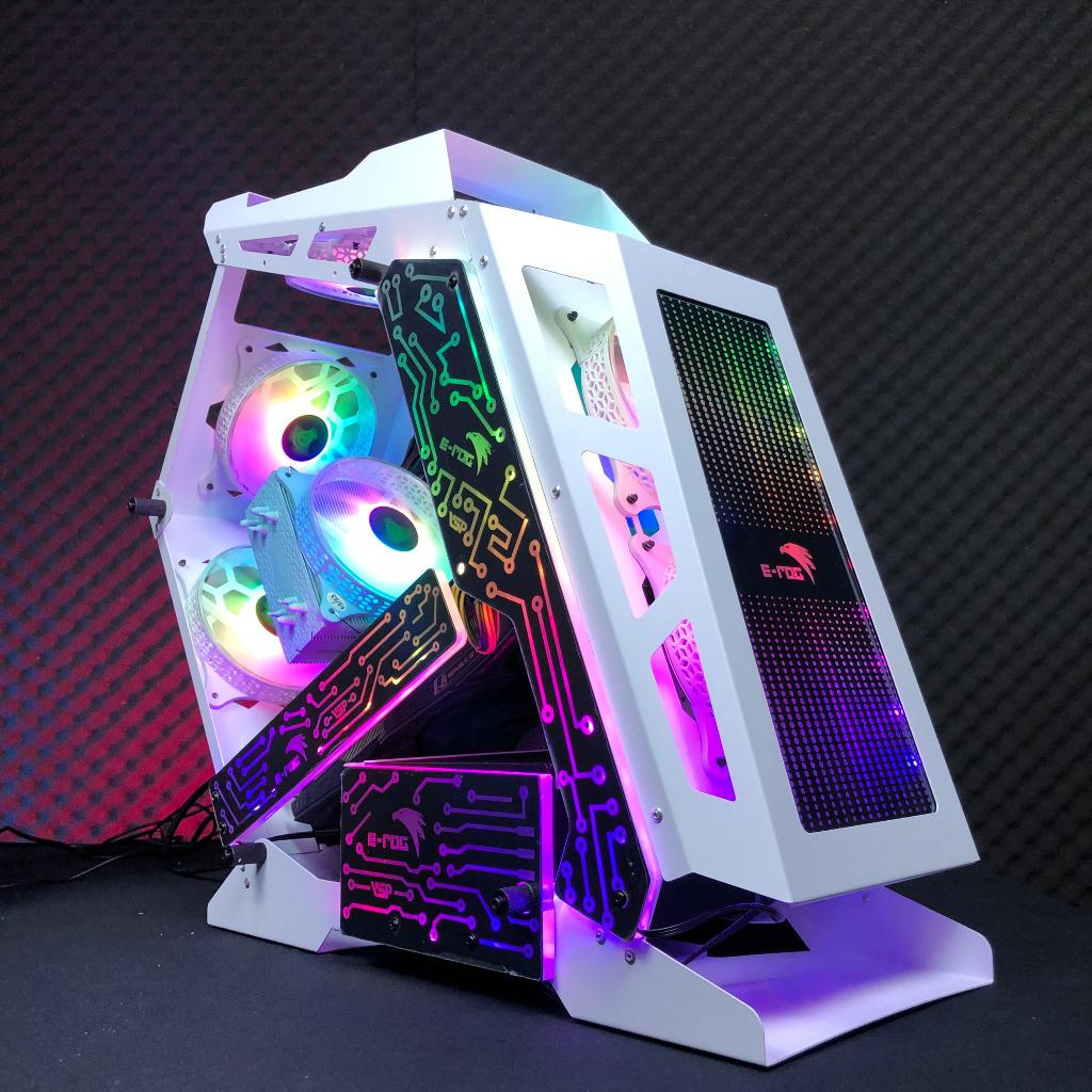 Case VSP Esport Rog ES8 thiết kế gaming màu trắng