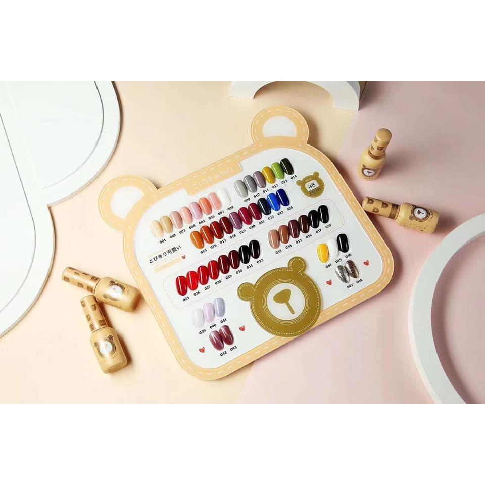 Set sơn gel Gấu 48 màu, tặng bảng màu + base top cứng móng