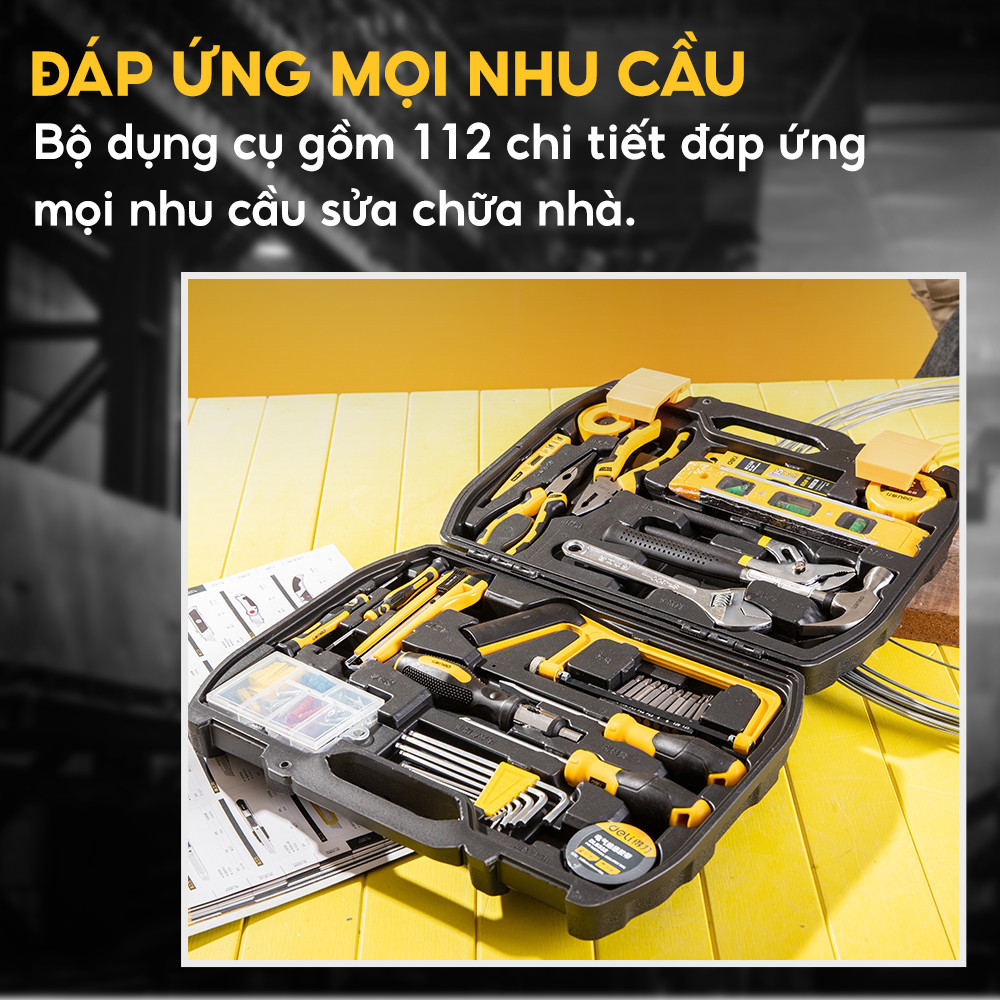 Bộ dụng cụ sửa chữa đa năng 112 chi tiết Deli DL5965