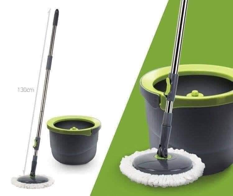 Bộ lau nhà thông minh mini spin mop thép không rỉ siêu đẹp- 2 bông lau