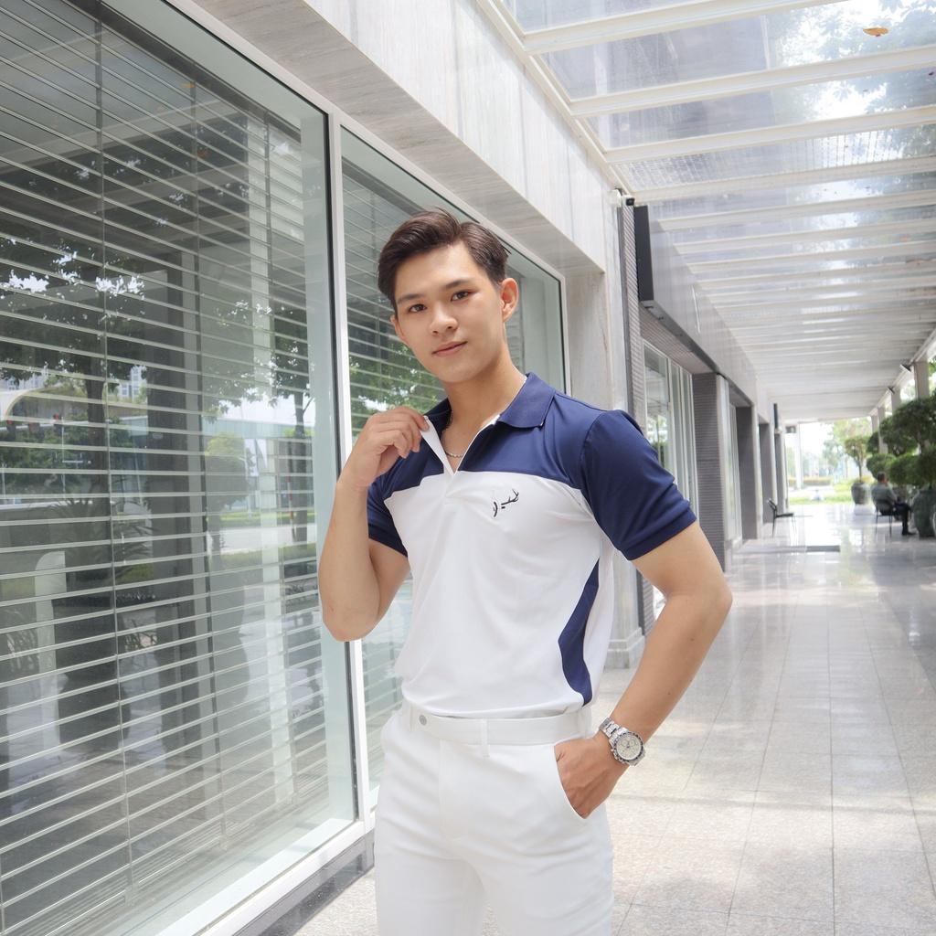 Áo thun nam POLO trơn vải cá sấu vải cotton phối màu cao cấp ngắn tay cực sang trọng