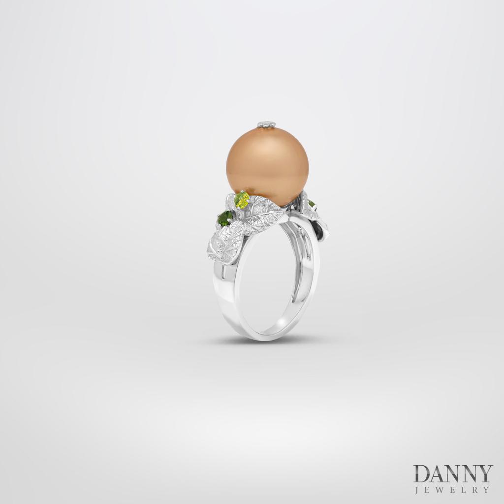 Nhẫn Nữ Danny Jewelry Bạc 925 Xi Rhodium Đính Ngọc Ốc & Sapphire Xanh N0106