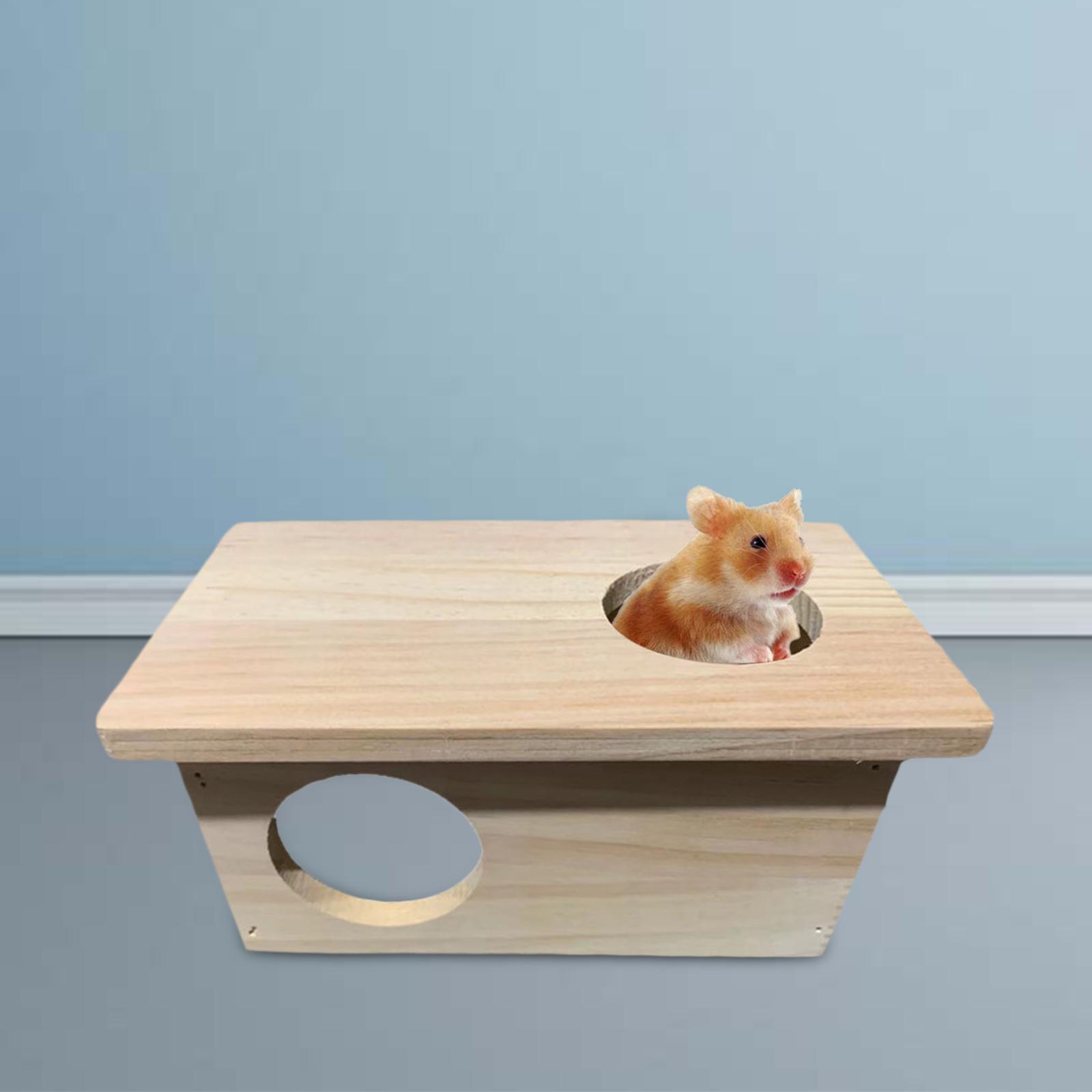 Hamster Wooden House Cage Accessories Hideout Nesting Habitat for Gerbils Guinea Pig