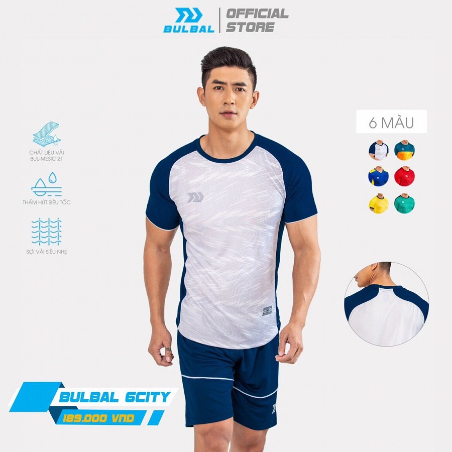 Mẫu quần áo đá bóng thể dục thể thao cao cấp Bulball Trắng