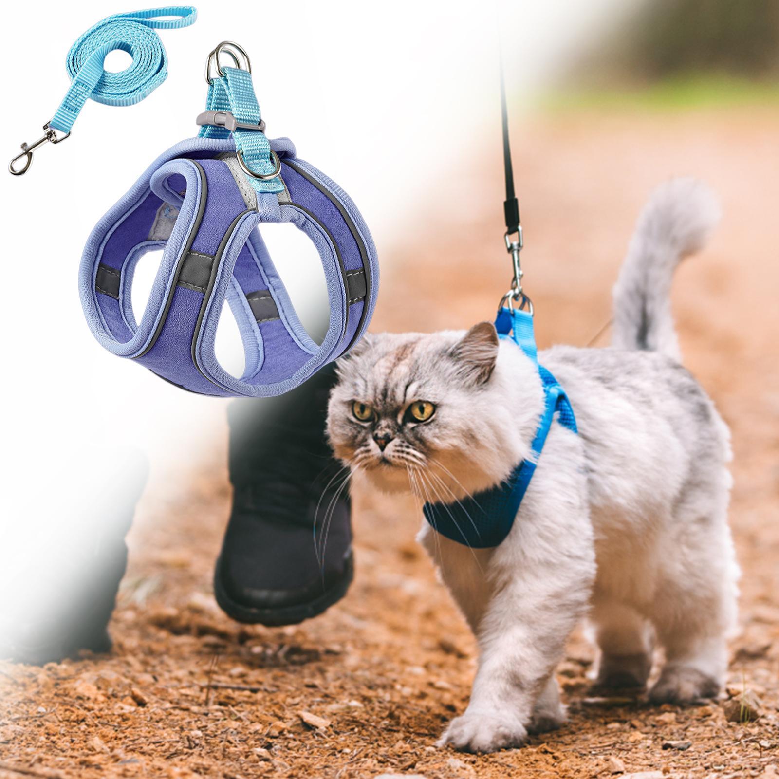 Cat Harness and Leash Set, Adjustable Kitten Harness, Pet Harness, Soft Breathable Vest for Walking