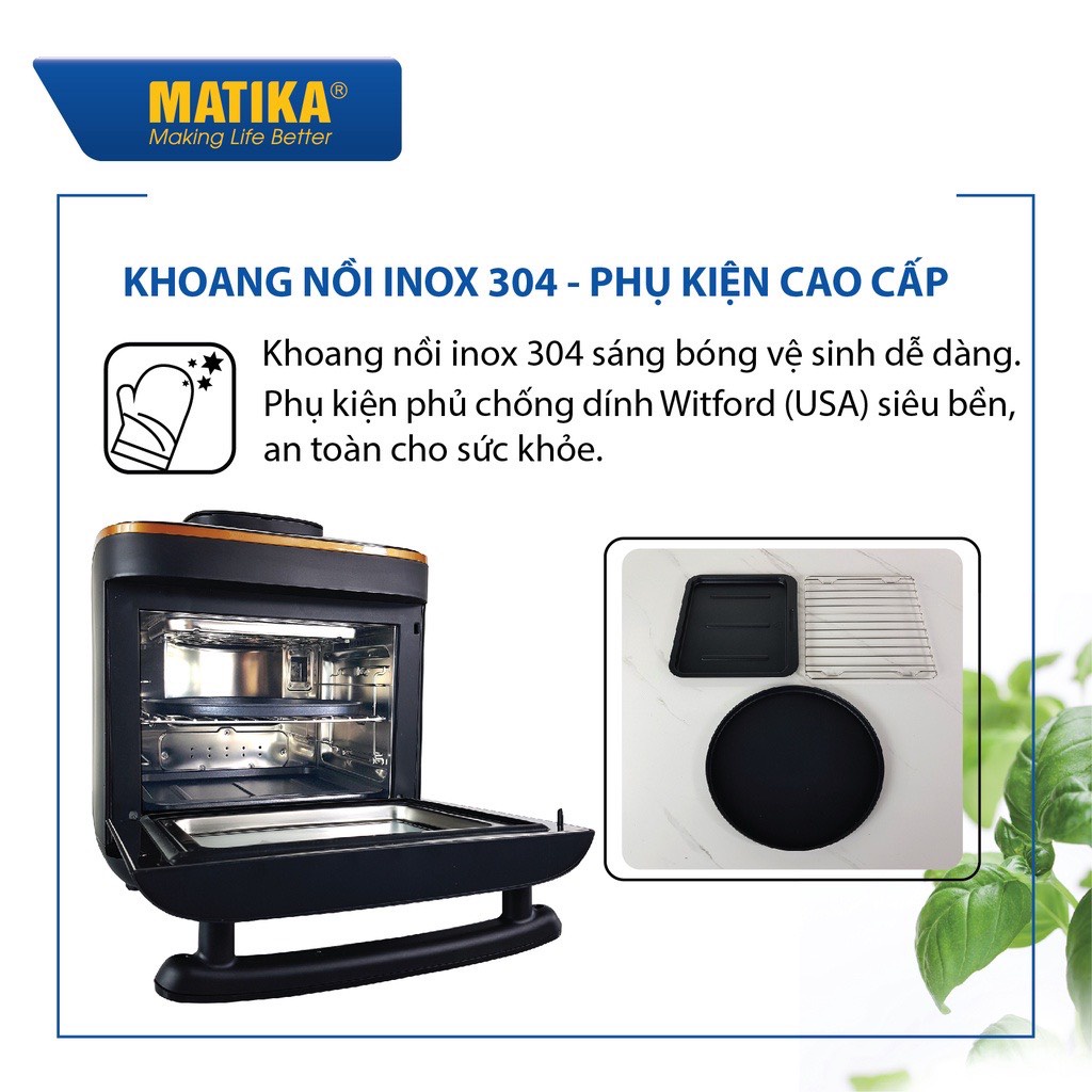 Nồi chiên hơi nước Matika MTK9315 đời mới, dung tích 15L, Giòn-Ngọt_hàng chính hãng