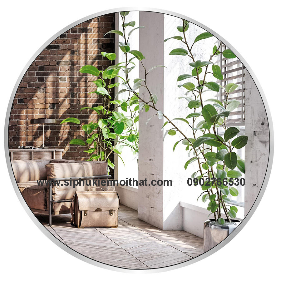 Gương Tròn Khung Nhôm Mạ Màu Trắng Bạc TT-070
