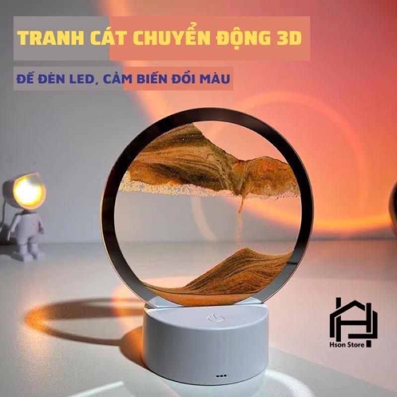 Tranh cát chuyển động 3D đèn LED, tranh cát chảy nghệ thuật trang trí làm quà tặng, đèn ngủ để bàn đầu giường