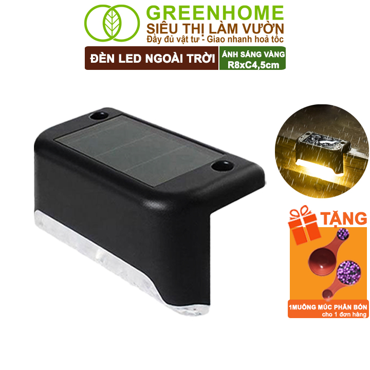 Đèn Led Năng Lượng Mặt Trời Greenhome, R8xc4,5cm, Vàng Ấm, Chống Nước, Ốp Lan Can, Trang Trí Ban Công, Sân Vườn
