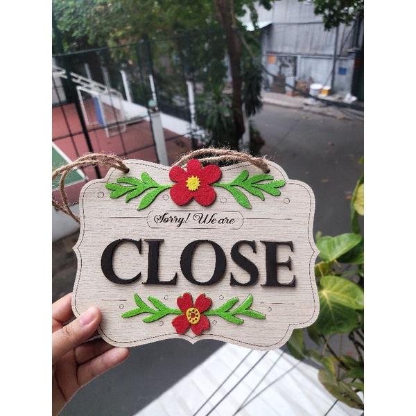 Bảng gỗ welcome 2 mặt treo cửa hàng trang trí shop