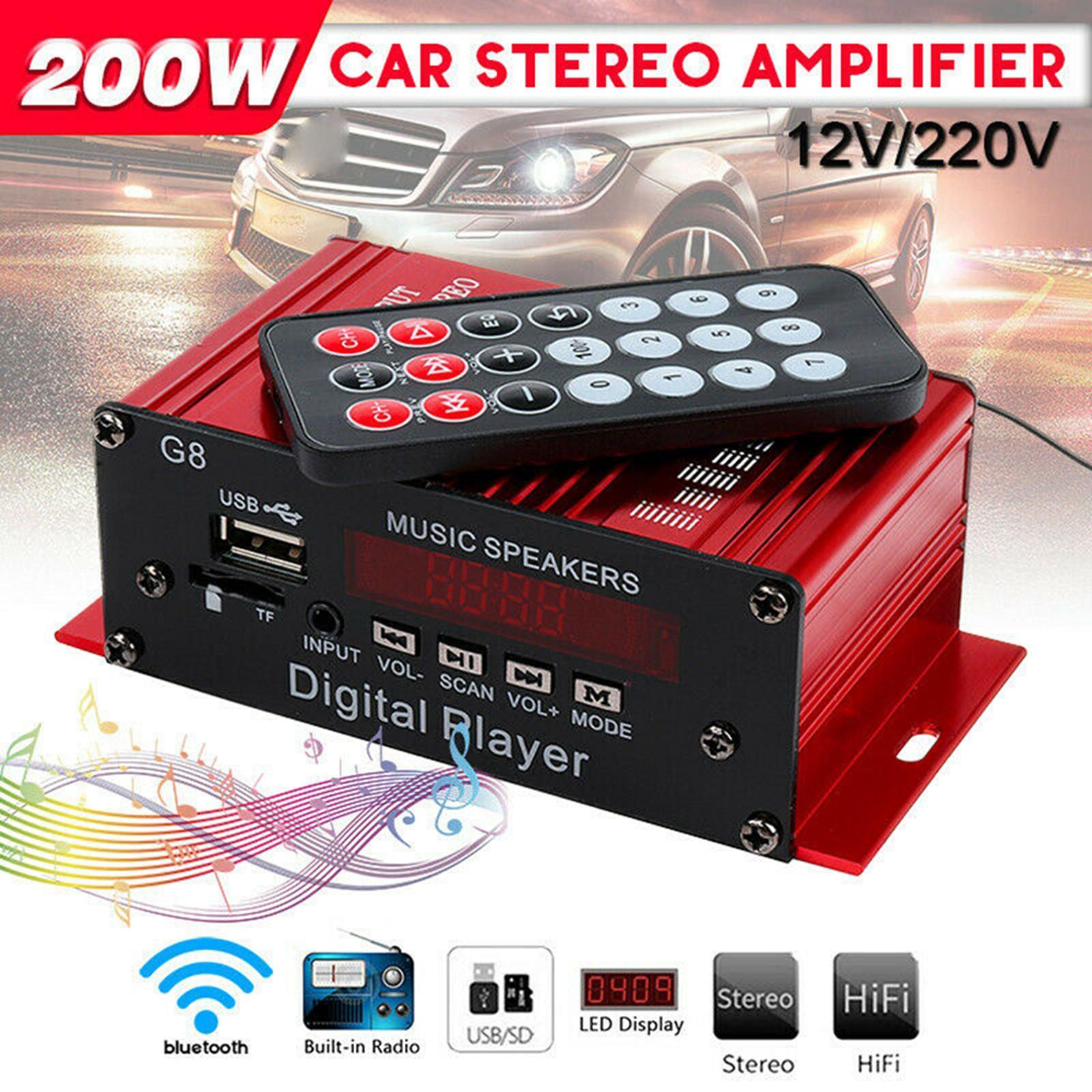 2x G8 200W Bluetooth Audio 2 Channel Amplifier Hi-Fi Integrated Amp 2.0 CH