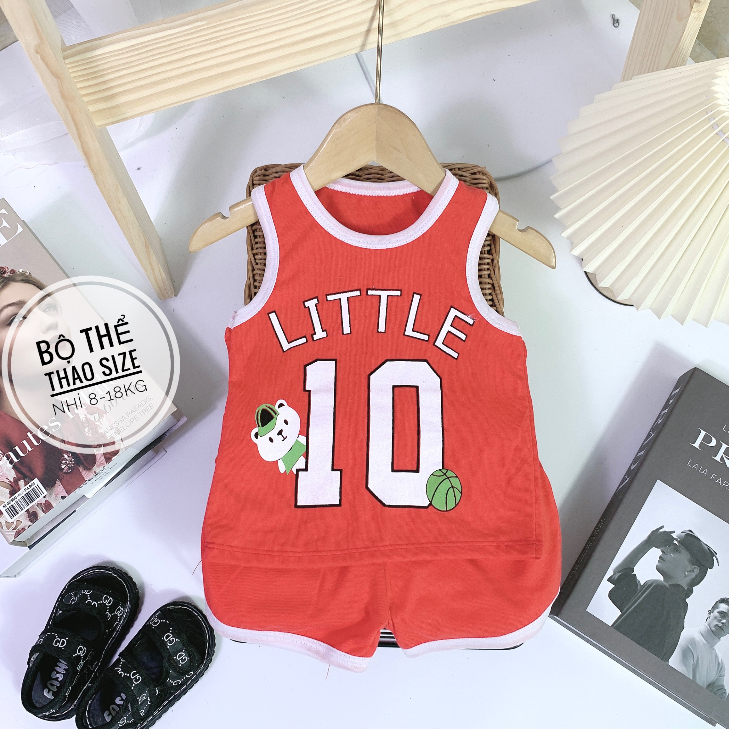 Bộ Quần Áo Thể Thao Little  Mùa Hè 3 Lỗ Cho Bé Trai Bé gái 8-18kg