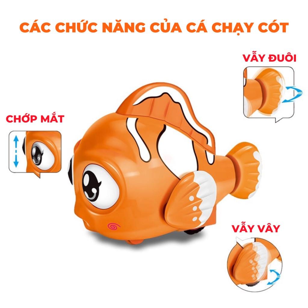 Đồ chơi trẻ em, Cá hoạt hình chạy cót, chớp mắt, vẫy đuôi, vẫy mang dễ thương cho bé, chất liêu nhựa ABS cao cấp