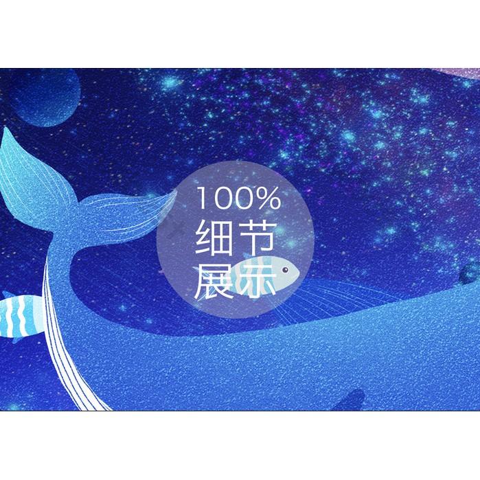 Tranh dán tường Vũ trụ cá heo trang trí phòng em bé, tranh dán tường 3d hiện đại MS1180788
