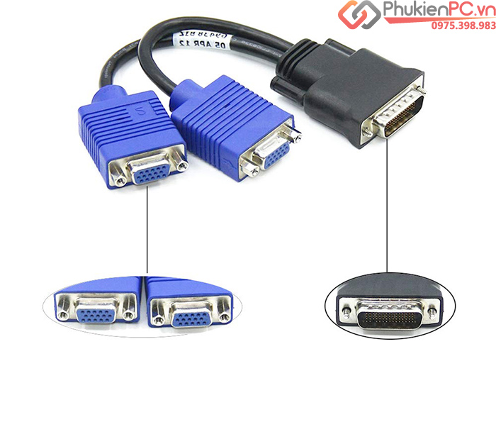 Cáp chuyển đổi DMS 59 sang VGA chuyên dùng cho VGA card máy bộ