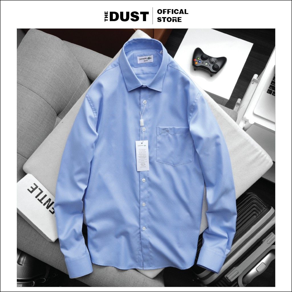 Áo sơ mi nam dài tay trơn cổ bẻ basic LCT chuẩn form slim fit, chất liệu vải hạt cao cấp, trẻ trung lịch lãm -THE DUST