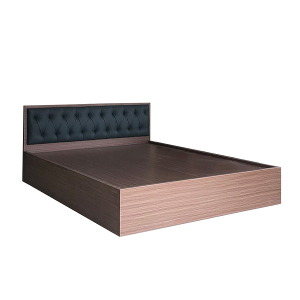 Giường Ngủ Gỗ MDF Phủ Melamine Bọc Nệm Xanh Đậm Hiện Đại Màu Nâu HK 340