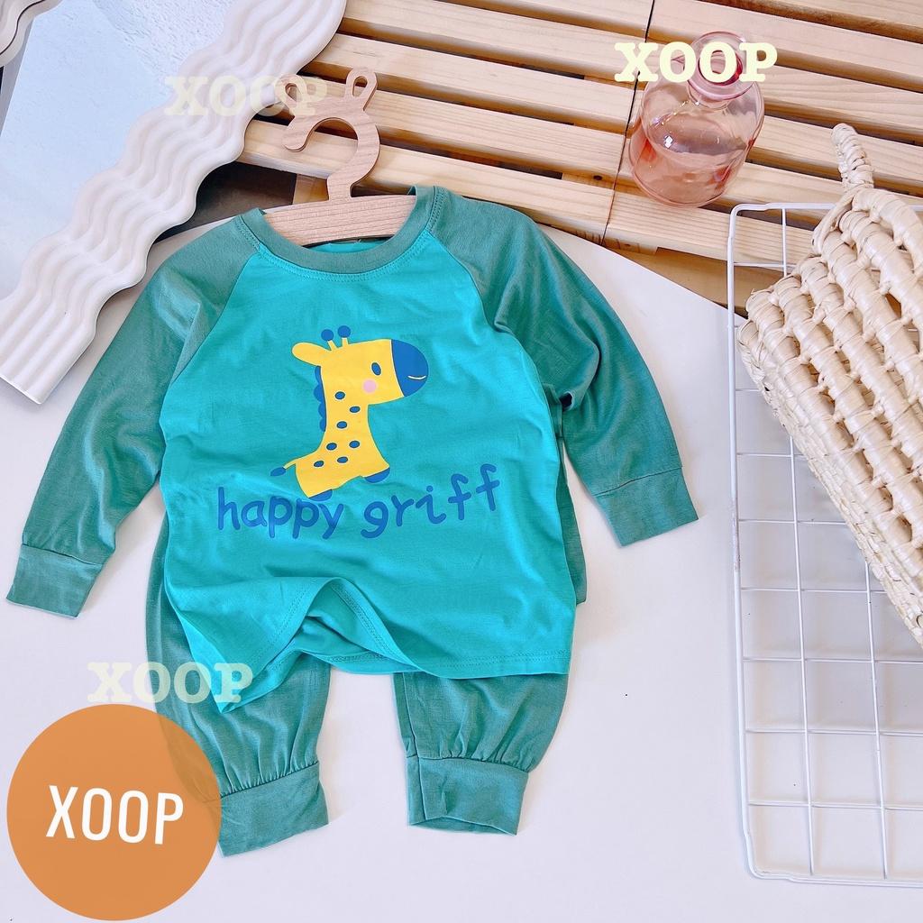 Đồ bộ dài phối tay hàng minky mom chất thun lạnh in họa tiết mặt trời-sunsine cho bé trai bé gái ( Size từ 8-19kg) BD6