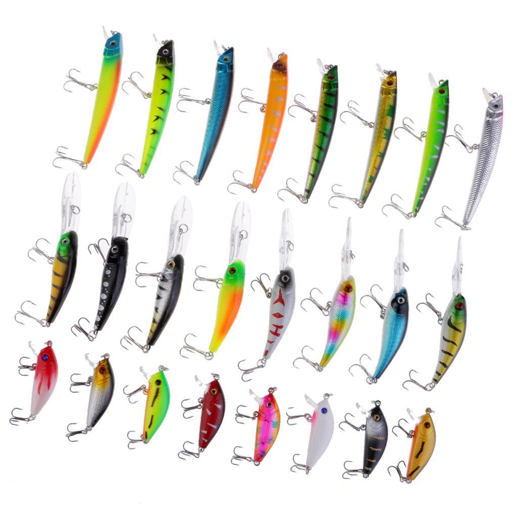 24pcs Minnow Fishing Lures Crankbaits Set Fishing Hard Baits Swimbaits Boat Topwater Lures for Trout Bass Perch Fishing