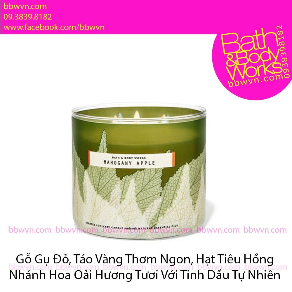 Nến thơm Bath and Body Works Mahogany Apple 3 bấc