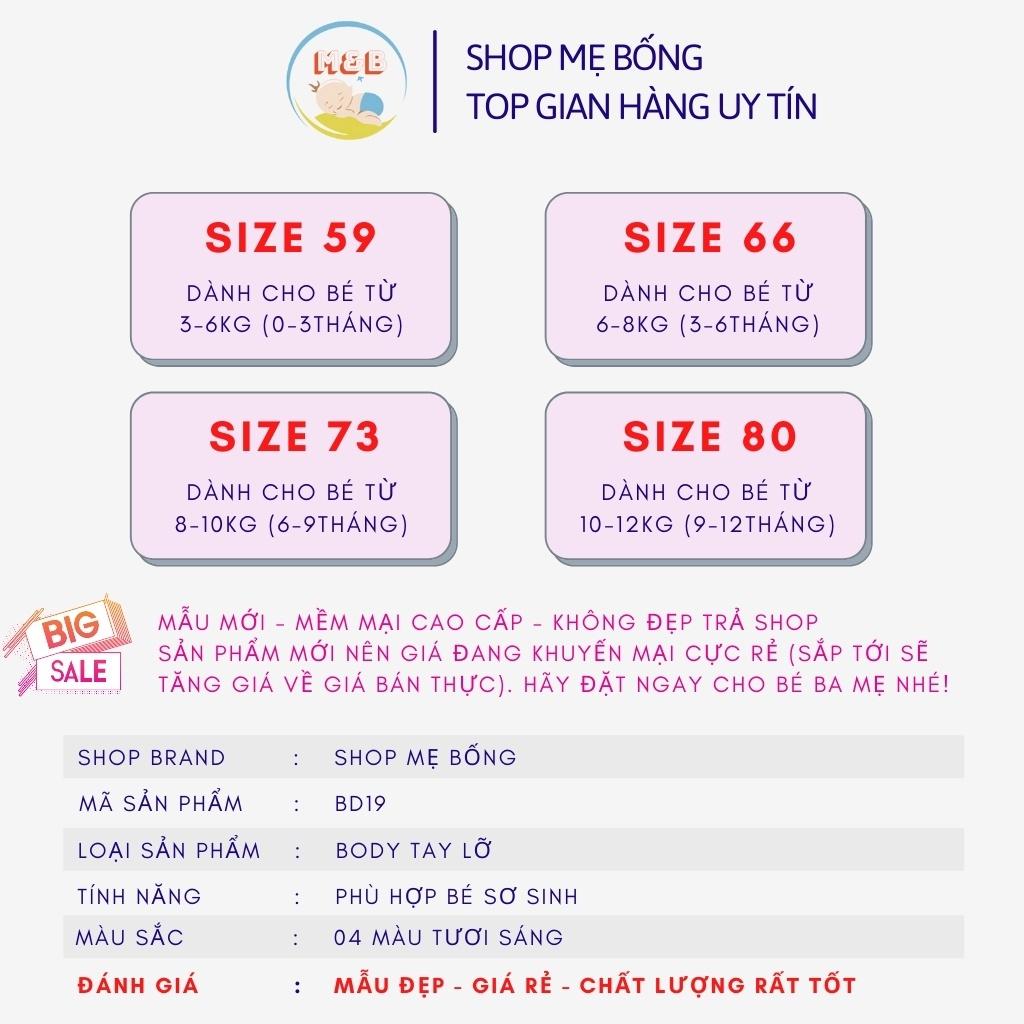Body sơ sinh bodysuit cho bé trai gái liền thân vải Cực Mềm Mát hàng Quảng Châu Xịn từ 3-12kg – BD19