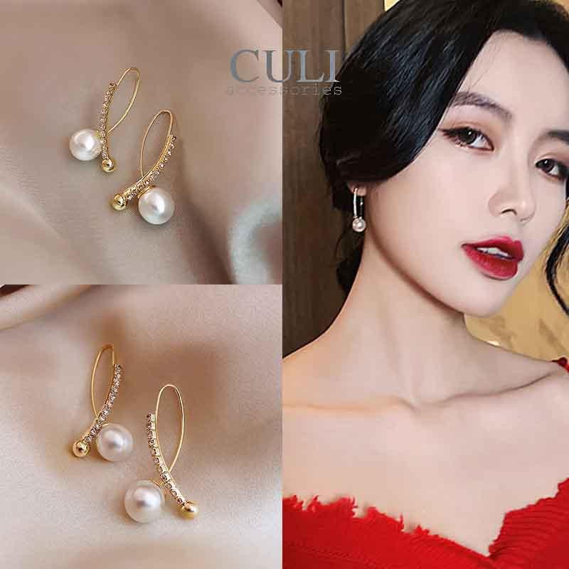 Khuyên tai dáng dài phối ngọc, đính đá sang trọng HT677 - Culi accessories