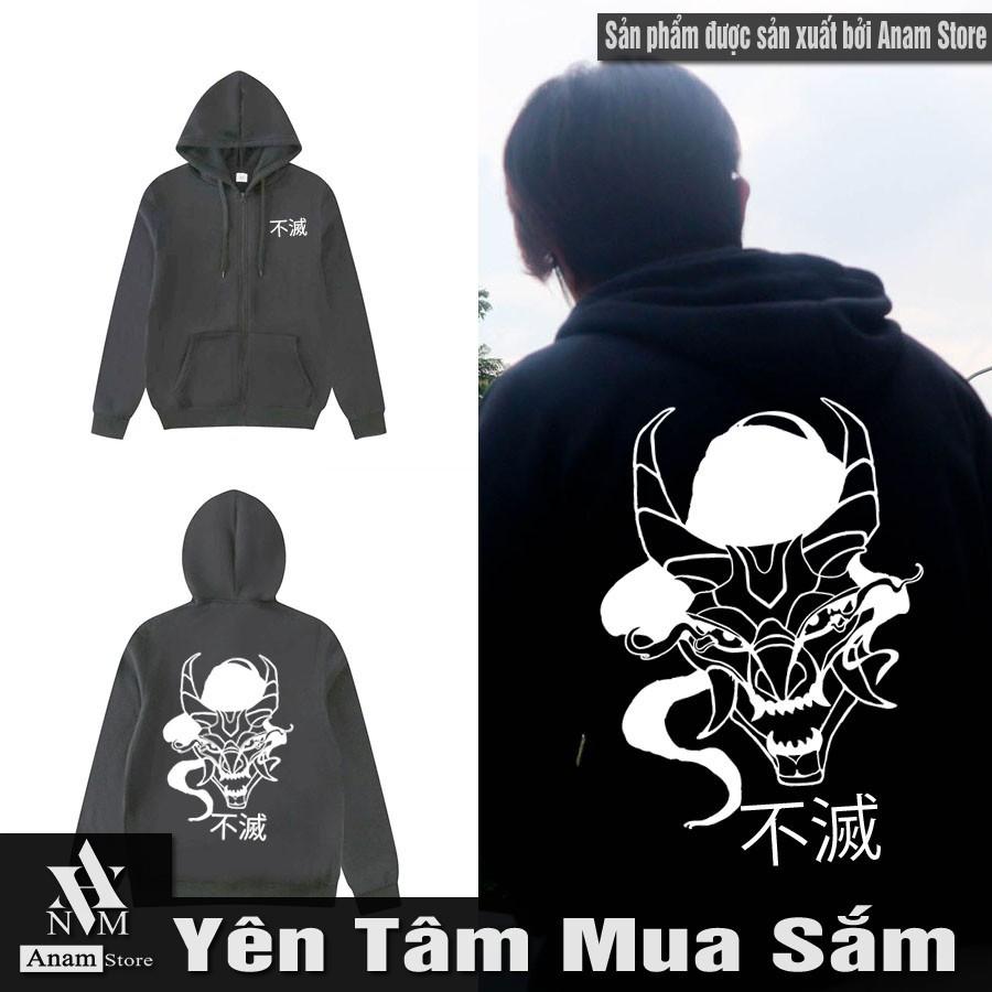 Áo hoodie dây kéo vải nỉ ngoại, nam nữ, Phản Quang Oni Pro, Anam Store