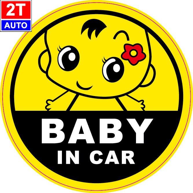 Decal Sticker Baby In Car dán ô tô xe hơi- cảnh báo có trẻ nhỏ trong xe -HÌNH NGẪU NHIÊN:  SKU:294
