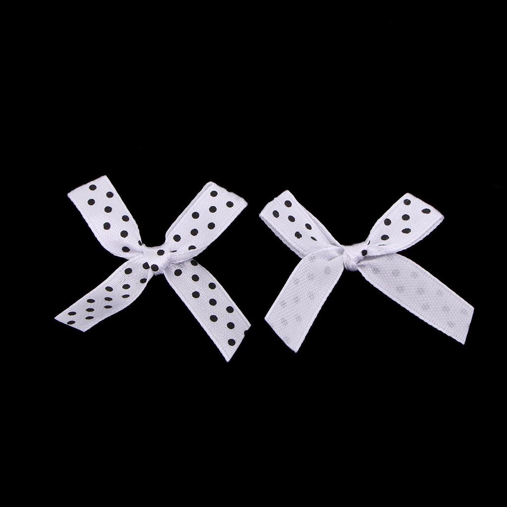 100 Pieces Cute Satin BOW Ribbon Applique Embellishments White